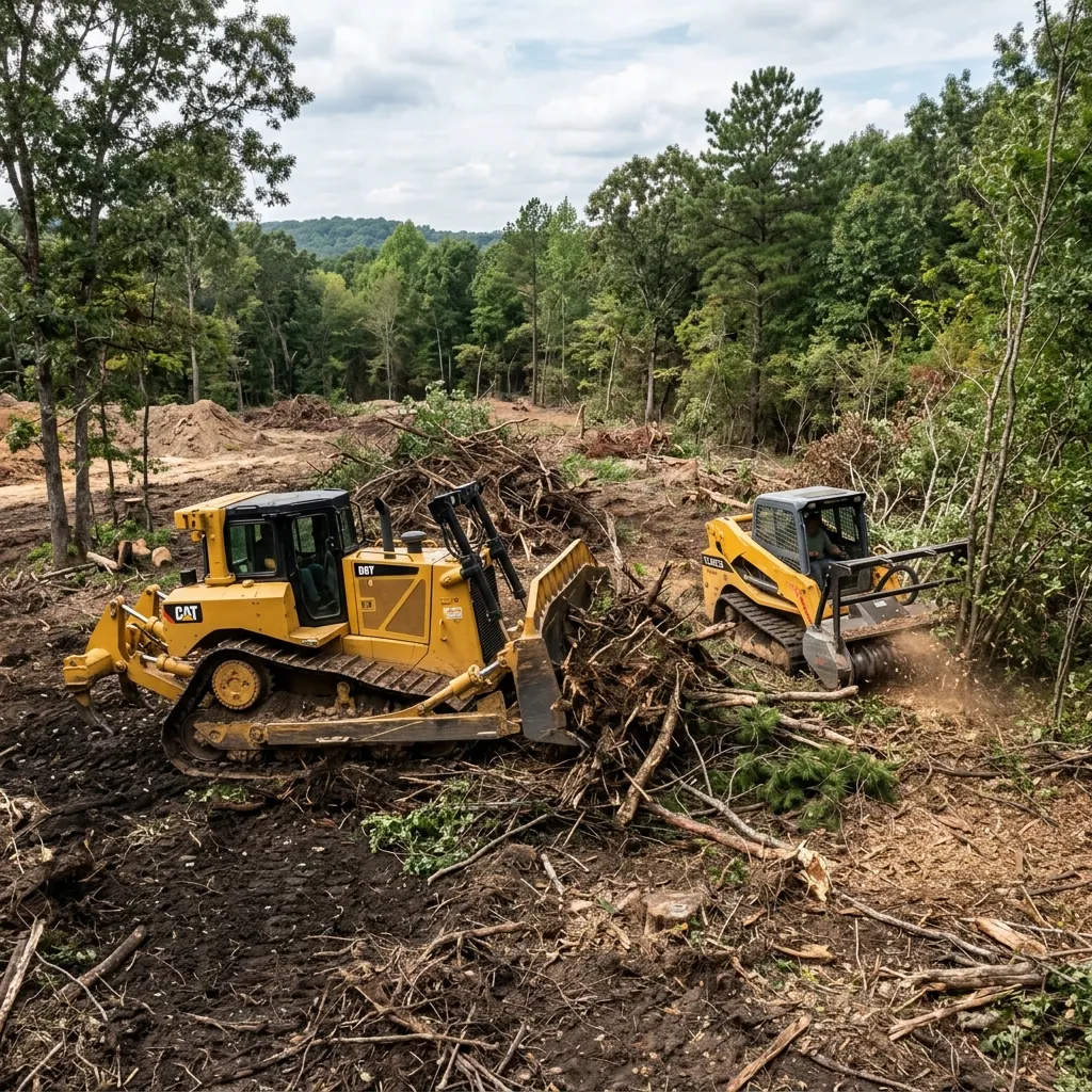 Bulldozer clearing raw land in Providence RI