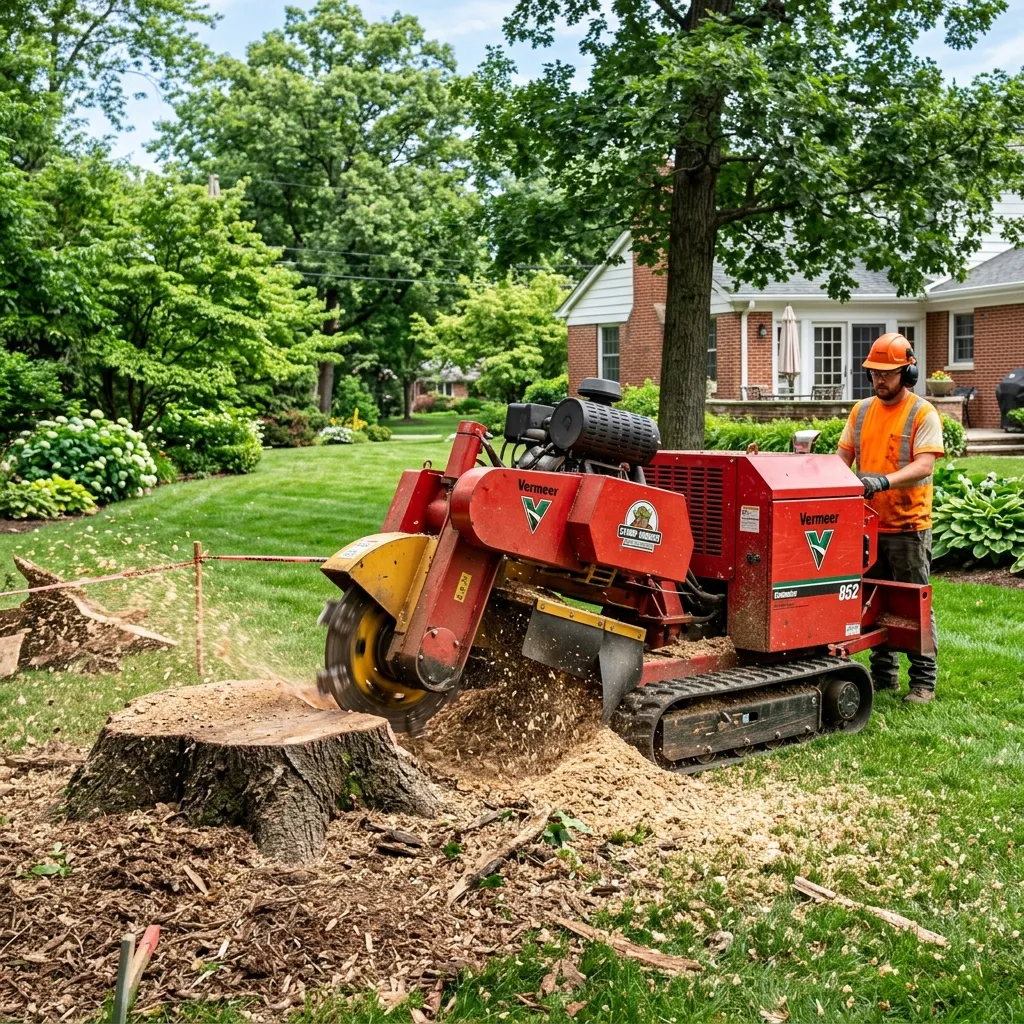 Heavy duty stump grinder removing stump